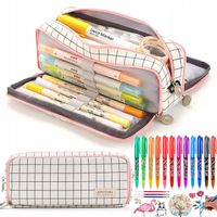 Piórnik Szkolny Duży i Pojemny Komorowy na przybory Saszetka +DŁUGOPISY