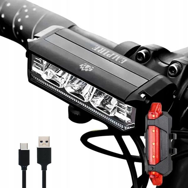 LAMPKA ROWEROWA LED PRZÓD MOCNA + TYŁ zdjęcie 1