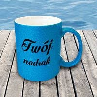 Niebieski kubek GLITTER z Twoim nadrukiem