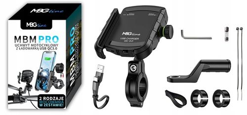 UCHWYT MOTOCYKLOWY NA TELEFON SZYBKA ŁADOWARKA USB QC3.0 MOTOCYKL + KABEL na Arena.pl