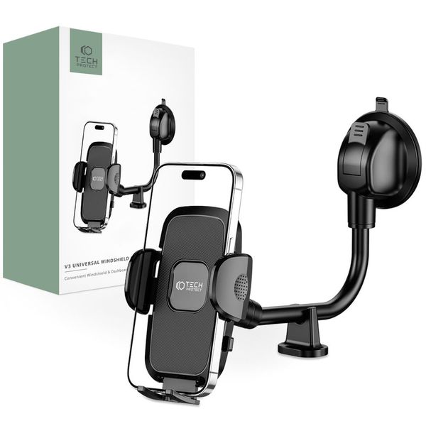 TECH-PROTECT V3 UNIVERSAL LONG ARM WINDSHIELD & DASHBOARD CAR MOUNT BLACK zdjęcie 1