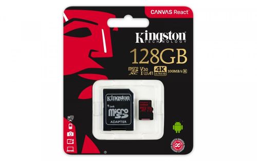 Kingston microSD 128GB Canvas React 100/80MB/s adapter UHS-I V30 A1 na Arena.pl