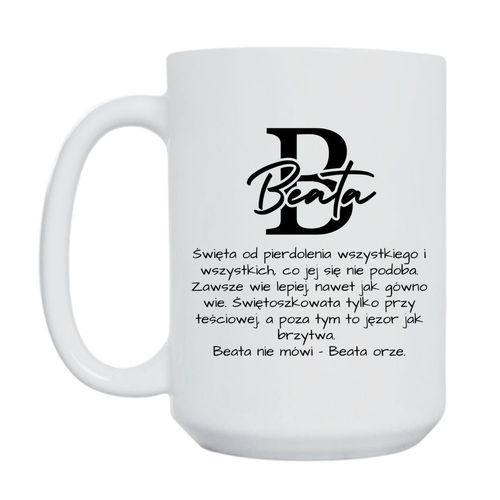 KUBEK Z IMIENIEM "BEATA" Wzór - Duży 450 ml na Arena.pl