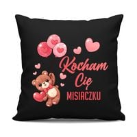 Kocham Cię misiaczku - czarna poduszka na prezent MIŁOŚĆ ŻONA MĄŻ OKAZJA