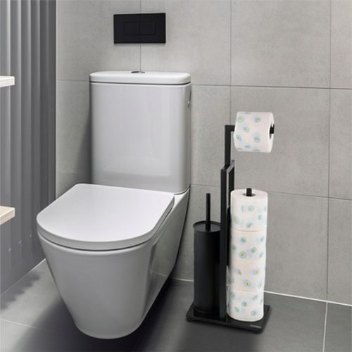 STOJAK na szczotkę WC + KOSZ na śmieci mały czarny zestaw łazienkowy na Arena.pl