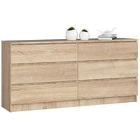 Komoda do sypialni, STILO, 6 szuflad, 160x40x77 cm, dąb sonoma | TYLETEGOTU