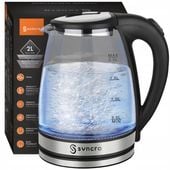 CZAJNIK ELEKTRYCZNY SZKLANY 2L MOCNY 2000W BEZPRZEWODOWY PODŚWIETLENIE