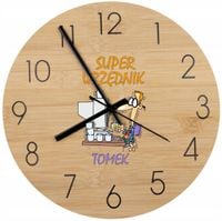 Bambusowy ZEGAR ścienny nadruk UV ŚMIESZNY prezent dla URZĘDNIKA + imię