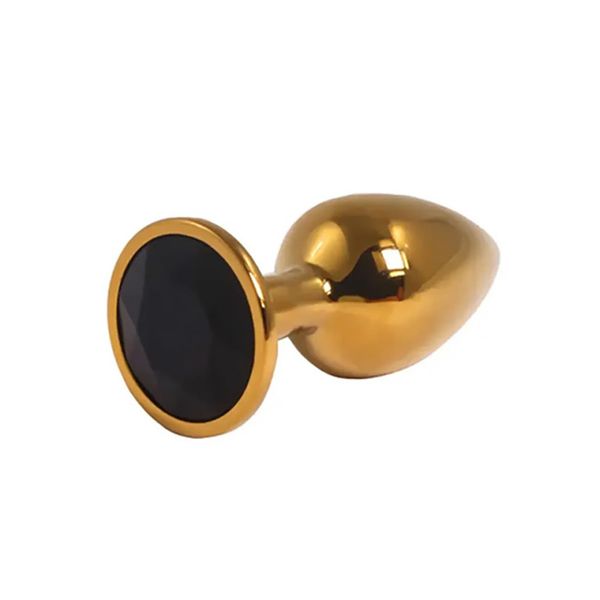 Gold Small Butt Plug With Black Diamond zdjęcie 1