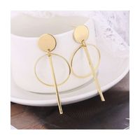 kolczyki złote wiszące okręgi przy uchu k1499