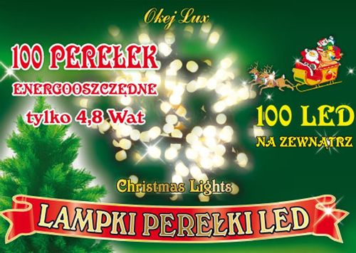 Lampki oświetlenie choinkowe perełki 100 LED LTK-100/P ciepłe zewnętrzne OKEJ LUX na Arena.pl