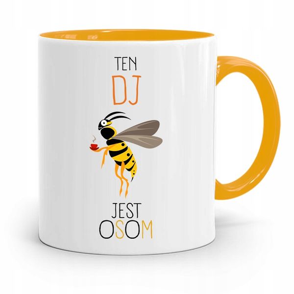 Dla Dja Muzyka Kubek Żółty Te Dj Jest Osom Prezent Z Nadrukiem Ze Zdjęciem zdjęcie 1