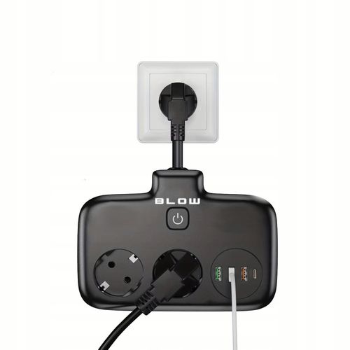 PRZEDŁUŻACZ ROZDZIELACZ ROZGAŁEŹNIK 2 GNIAZDA WŁĄCZNIK LISTWA 3x USB USB-C na Arena.pl