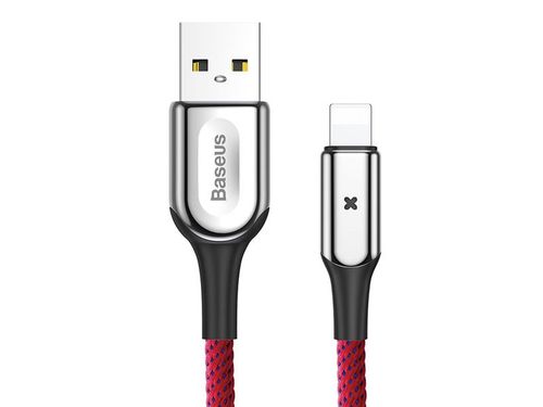 Baseus Kabel X-shaped USB Lightning 2.4A LED 1m czerwony na Arena.pl