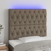 Zagłówek do łóżka z LED, taupe, 90x7x118/128 cm, tkanina