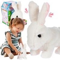 Biały Królik Pluszowy - Skacze, Wydaje Odgłosy