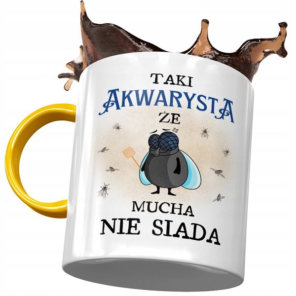 Kubek Żółty Dla Akwarysty Że Mucha Nie Siada Z Nadrukiem Ze Zdjęciem zdjęcie 1