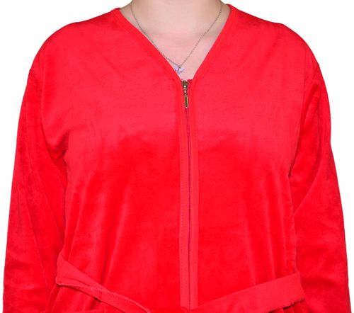 Ciepły bawełniany szlafrok podomka welurowa Rozmiar: 4XL, Kolor: Czerwony na Arena.pl