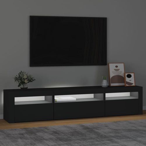 Szafka pod TV z oświetleniem LED, czarna, 195x35x40 cm na Arena.pl