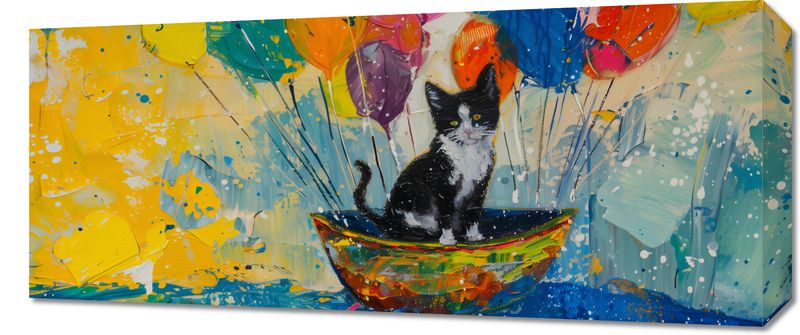 Obraz 70x30cm Kot na Łodzi zdjęcie 1