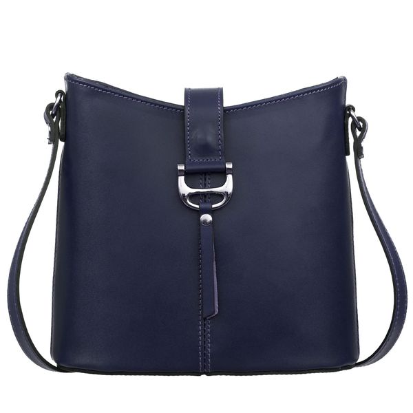 VERA PELLE torebka skórzana listonoszka z paskiem V372 granatowa zdjęcie 1