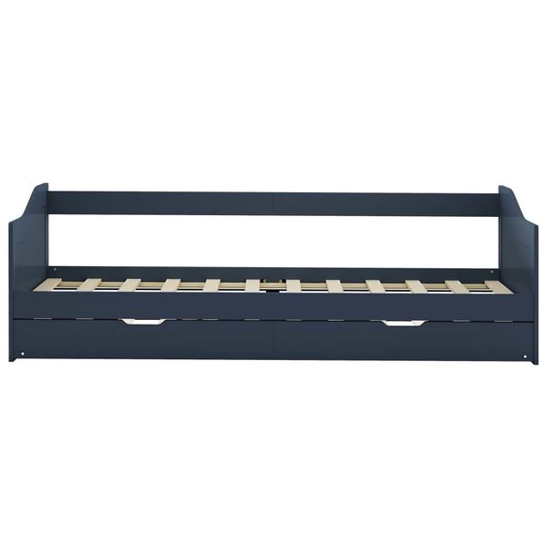 Emaga Wysuwane łóżko, szare, drewno sosnowe, 90x200 cm zdjęcie 4