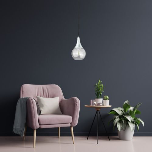 Lampa wisząca 1xE27 LACRIMA CLEAR BLACK/SILVER na Arena.pl