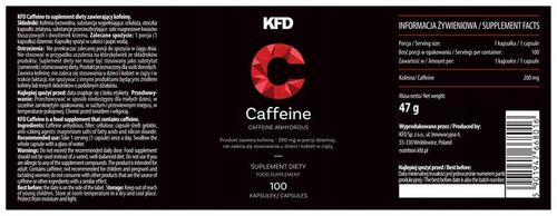 KFD CAFFEINE - KOFEINA - 200 mg - 100 kapsułek na Arena.pl