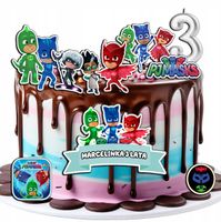 OPŁATEK ZESTAW URODZINY PIDŻAMERSI PJMASKS + IMIĘ