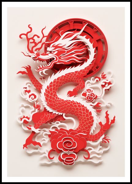 Plakat 68x98cm Czerwony Smok zdjęcie 3