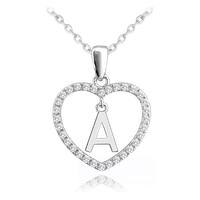 MINET Srebrny naszyjnik litera w sercu „A” z cyrkoniami