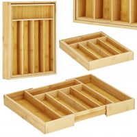 ROZSUWANY ORGANIZER NA SZTUĆCE BAMBUSOWY WKŁAD DO SZUFLADY KUCHENNEJ XXL