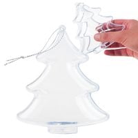 BOMBKA AKRYLOWA CHOINKA DECOUPAGE SKŁADANA PRZEZROCZYSTA 10CM zawieszka