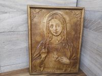 Płaskorzeźba drewniana Najświętsze Serce Maryi obraz 25 cm