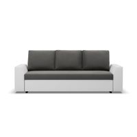 Kanapa rozkładana, Viktor, velvet, ekoskóra, 232x92x92 cm, biel, szary