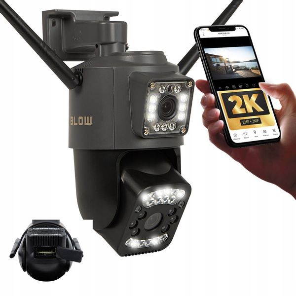 KAMERA OBROTOWA WIFI ZEWNĘTRZNA 2xOBIEKTYW 2+2MP 2W1 ZOOM 2K DETEKCJA BLOW zdjęcie 1