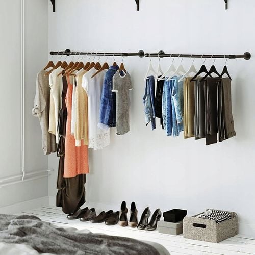 Drążek na ubrania WIESZAK ŚCIENNY 92x30x7,5 cm ZE STALI czarny LOFT na Arena.pl