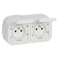 Nowe Plexo - Gniazdo 2x2P+Z poziome, komplet natynkowy 16A-250 V~- białe - Legrand 069778L