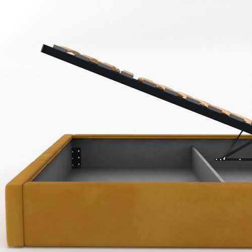 ŁÓŻKO POJEDYNCZE 90x200cm ŁÓŻKO TAPICEROWANE Z POJEMNIKIEM ŻÓŁTE na Arena.pl