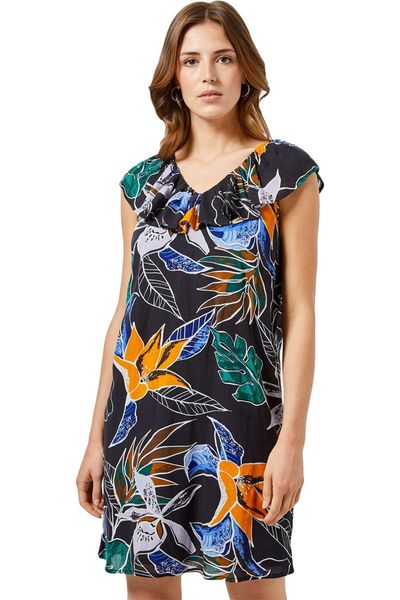 Dorothy Perkins Czarna Sukienka w Kwiaty - 40 / L zdjęcie 4