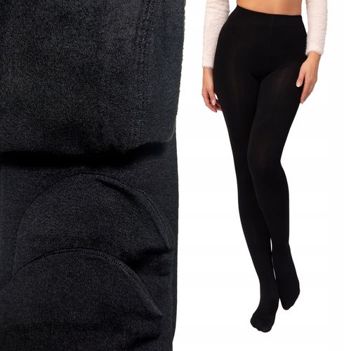 PIRO Rajstopy ocieplane POLARKIEM ciepłe wygodne WEŁNA WIELBŁĄDA czarne na Arena.pl