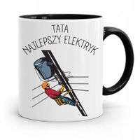 Kubek Czarny Na Dzień Ojca Najlepszy Elektryk Z Nadrukiem Ze Zdjęciem