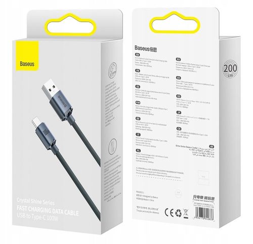 WZMACNIANY KABEL PRZEWÓD BASEUS USB USB-C 100W 6A 2M SZYBKIE ŁADOWANIE na Arena.pl