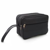 SASZETKA męska skórzana do ręki na dokumenty pieniądze E011 czarna