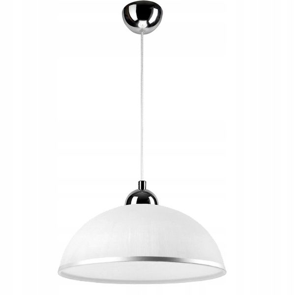 1 x E27 POJEDYNCZA LAMPA WISZĄCA BIAŁA linka chrom zdjęcie 1