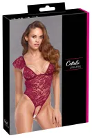 cottelli lingerie body pearls xl koronkowy z perłami, bordowy