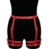 czerwona skórzana uprząż na uda amelia karess