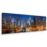 Obraz Ścienny Do Biura NOWY YORK Nocna Panorama Miasto 145cm x 45cm