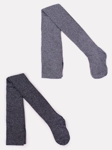 Rajstopy dziewczęce z lurexem ciemnoszaro-czarne 2PAK 140-146 YOCLUB na Arena.pl