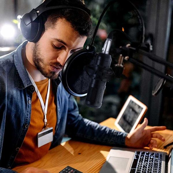 Mikrofon Studyjny Pojemnościowy JACK Gamingowy Statyw Filtr Youtube Zestaw zdjęcie 2